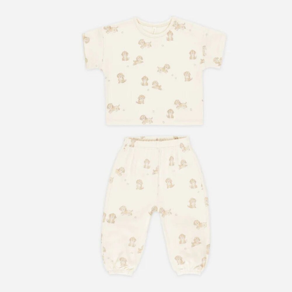 NWT - Quincy Mae Puppies Tee + Pants ORGANIC Set​​​